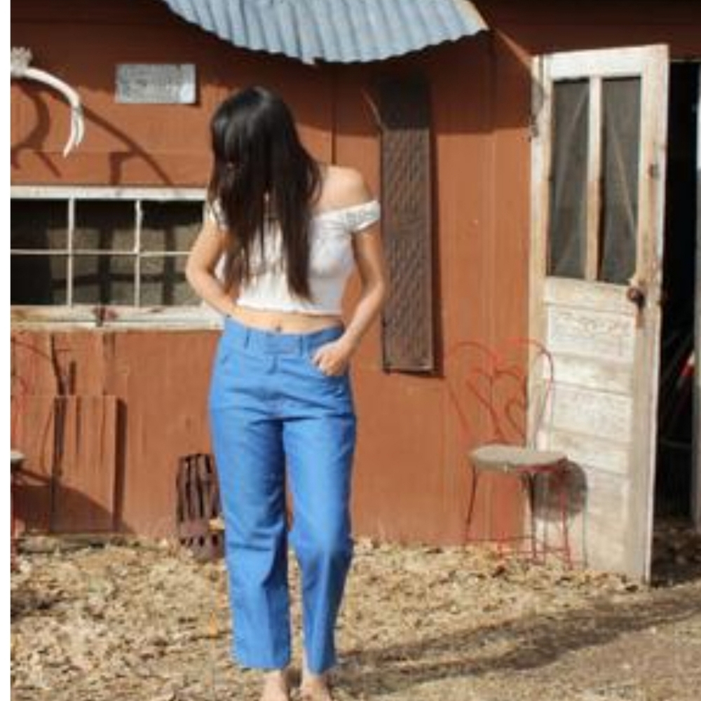 70s vintage blue WRANGLER jeans // high waist crop